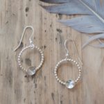 silver circle drop earrings