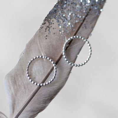 shiny silver circle earrings - main