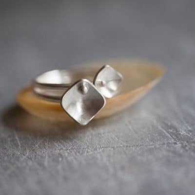Recycled Silver Square Stacking Rings - main