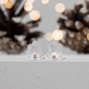 Rose Gold Flower Earrings - Christmas