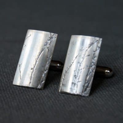 nature inspired eco silver cufflinks
